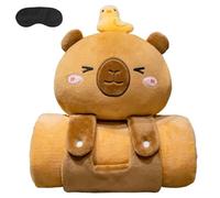 Capybara Blanket, 3D Roll-up Blanket Soft Flannel with Snap-on Design, Portable and Foldable, Cartoon Air Conditioning Blankets for Home Office Camp (Duck, 80 x 100 cm)