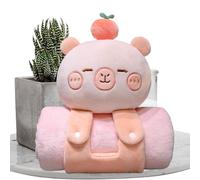 Capybara Blanket, Cute Soft Portable Capybara-Shaped Kids Nap Mat, Multi-Purpose Comfortable Bed Throw, Travel Pillow for Home, School, Office, Travel, and Outdoor Use