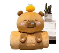 Capybara Blanket, Cute Soft Portable Kids Nap Mat, Multi-Purpose Cozy Bed Throw, Travel Pillow for Office, School, Travel, and Capybara Lovers, 30 x 25 cm Pink Brown