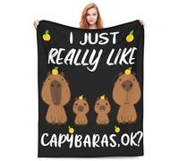 Capybara Blanket Fannel Fleece Lightweight Microfiber Throw Blanket Soft Cute for All Season Bedroom Couch Sofa Living Room Bed Camping Travel 60"x50" Capybara Family Pattern