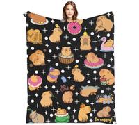 Capybara Blanket Throw Capybara Pattern Blanket with Animation Themes Designs 100x130cm Soft Throw Blankets for Couch Bed Travel Winter Gift for Family Friends