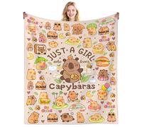 Capybara Blankets for Women Just A Girl Who Loves Capybaras Blanket Throw Stuff Plush Bedding Capybaras Gifts for Girls Boys Kids Capybara Lovers Men Adults Birthday Party Decorations 60"X50"INCH