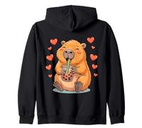 Capybara Boba Bubble Tea Kawaii Animal Rodent Cute Zip Hoodie