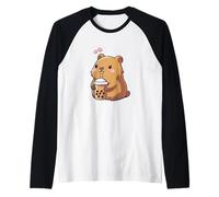 Capybara Boba Bubble Tea Kids Girls Kids Kawaii Capybara Raglan Baseball Tee