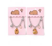 Capybara Bracelet for Kids Friendship Bracelet BFF Capybara Gifts for Girls | Adjustable 18+5CM Capybara BFF Bracelets for 2 Girls Women Capybara Friendship Bracelet Silver Gifts Birthday Christmas