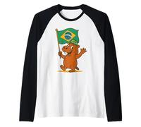 Capybara Brazil Flag Proud to Be Brazilian Design Raglan Baseball Tee