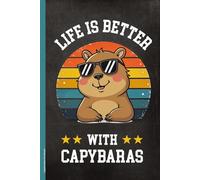 Capybara Buch für Notizen: Notizbuch A5 kariert mit Spruch LIFE IS BETTER WITH CAPYBARAS lustiges Wasserschwein Motiv auf Notizheft kleines Geburtstagsgeschenk für Nagetier Fans von Meerschweinchen