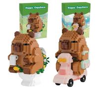 Capybara Building Block Set, 2 PCS Animals Building Block Set Mini Animal Bricks Cartoon Capybara Buildings Toy Creative DIY Educational Toy for Stress Relief, Birthday Gifts (610PCS + 659PCS)