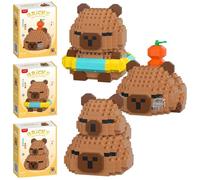 Capybara Building Blocks, 3PCS Capybara DIY Blocks 3D Puzzle Brick Toys Mini Animal Buildings Block Set 3D Building Figures Ornaments Micro Construction Buildings Bricks Gifts for Festival, Birthday