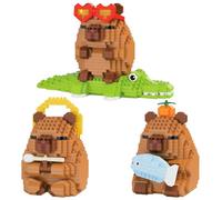 Capybara Building Blocks, 3PCS Capybara Micro Buildings Bricks DIY Blocks 3D Puzzle Brick Micro Buildings Block Set Building Figures Ornaments 3D Puzzle Brick Construction Bricks Gift for Birthday
