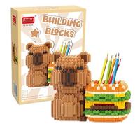 Capybara Building Blocks Pen Holder - Diy Desk Organiser With Cute Hamburger Capybara Shape, Animal Pen Pot & Desk Tidy For School Office,Creative Toys For Adults & Kids,Unique Collectible Gift