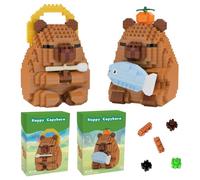 Capybara Building Blocks Set 2PCS Capybara Building Sets Mini Animal Bricks Cartoon Creative DIY Educational Toy for Stress Relief Children