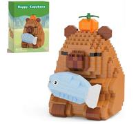 Capybara Building Blocks Set, Cute Blue Fish Animal Construction Toy, Mini Bricks Capybara Gifts for Boys and Girls, Creative DIY Educational Toy for Stress Relief & Home Decor