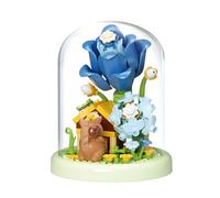 Capybara Building Blocks Set, Fairy-tale Flower Mini Bricks with Dust Cover and Bas, Cute Capybara Gifts for Boys and Girls, Creative DIY Construction Toy for Stress Relief & House Decor