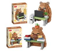 Capybara Building Set,Capybara Animals Block Set,Creative Diy Toy For Birthday Gifts, Super Cute Guinea Model,Home Decoration,14+,Brown,2pcs (cute2)