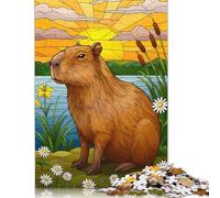 Capybara by The Lake at Sunset Puzzle Jigsaws 1000 Pieces for Adults & Teenager Age 12 Years Up Christmas Eve Gifts 1000pcs (38x26cm)