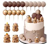 Capybara Cake Decoration Set, Capybara Baby Shower Decorations, Capybara Cake Toppers - With Golden Coffee-Coloured Small Balls for Party and Baby Welcome Birthdays