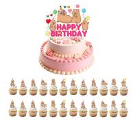 Capybara Cake Decorations Set, Happy Birthday Cake Topper & 24pcs Cupcake Toppers, Cute Capybara Birthday Decorations for Girls Boys, Funny Capybara Party Supplies for Birthday Gathering, Baby Shower