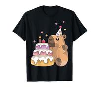 Capybara Cake Happy Birthday Animal Rodent Boy Girl Kid T-Shirt