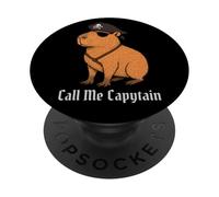 Capybara Call Me Capytain Pirate Animal Lover Boys Girls Kid PopSockets Adhesive PopGrip