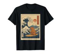 Capybara Calmly Surfing The Great Wave T-Shirt