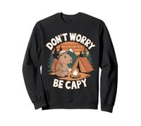 Capybara Camping Coffee Outdoor Design | Dont Worry Be Capy Sweatshirt