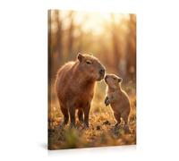 Capybara Canvas Wall Art Cute Baby Animal Poster Heartwarming Nature Wildlife Photography Prints for Living Room Bedroom Nursery Home Office Wall Decor Gift-08x12inch(20x30cm)-Frame-style