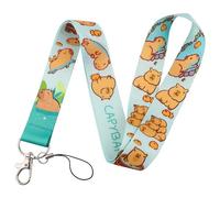 Capybara Card Holder Lanyard, Cute Badge Holder Strap for Kids, Detachable Lanyard ID Protector Badge Clips for Teachers, Students, Office Employees