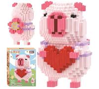 Capybara Cartoon Mini Building Blocks Animal Set, 1498 PCS DIY Micro 3D Building Toy Bricks, Animal Blocks Micro Building, Mini Building Blocks, DIY Toy for Children Adults (Pink Heart)