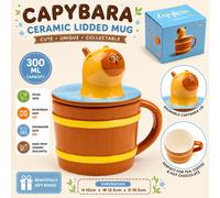 Puckator Capybara Ceramic Lidded Mug - Funny Home Accessories - Cute Gifts for Girlfriend - Large Mugs for Men Women Hot Drinks - Cups Presents - Secret Santa Gift Cup Set