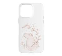 Capybara Cherry Blossoms Meditation Zen Peaceful Yoga Women Case for iPhone 15 Pro Max