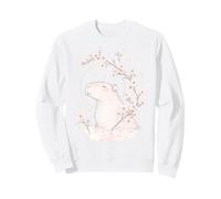 Capybara Cherry Blossoms Meditation Zen Peaceful Yoga Women Sweatshirt