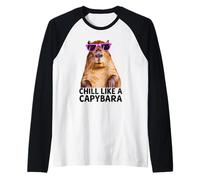 Capybara Chill Like A Capybara Photo Relaxed Vibe Raglan Baseball Tee
