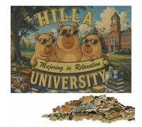 Capybara Chill University Illustrated Wooden Puzzle, Adults, 1000 Pieces | Section-by-section building - a practical indoor pastime alone or together.