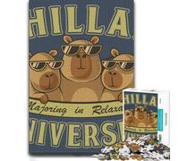 Capybara Chill University Wooden Jigsaw, Themed Puzzle, 1000 Pieces | Christmas gift for puzzle lovers: quiet evening activity at your own pace.