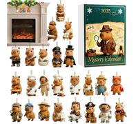 Capybara Christmas Countdown Calendar 2025, 24 Days Capybara Countdown Calendar, 2D Acrylic Figures, For Festive Car Rearview Stocking Stuffer Mantel Decor