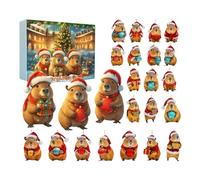 Capybara Christmas Countdown Calendar - 24-Piece Acrylic Advent Ornament Set | Cute 2D Christmas Decoration 2025 for Family Home, Tree, Car , Children and Adults