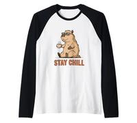 Capybara Coffee Lover Funny Relaxing Raglan Baseball Tee