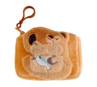 Capybara Coin Pouch - Zip Wallet, Fluffiee Charm Bag | Adorable Plush Accessory with Key Hook, Mini Hand Purse for Coinn Notes, Kids Pouch for Travel, School Pocket Purse, Unique Gift Idea