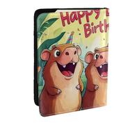 Capybara Colorful Butterflies and Flowers Printed Passport Holder,Travel Pu Leather Passport Cover Case Organiser for Men Women,6.5 Inch