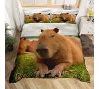Capybara Comforter Cover Double Size Funny Capybara Animals Duvet Cover for Kids Boys Girls Adults,Cute Capybara Bedding Set 3D Wild Animal Theme Bedroom Decor Soft Cozy Quilt Cover 2 Pillowcases