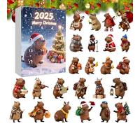 Capybara Countdown Calendar 2025-24 Days Christmas Advent Countdown Calendar With 2D Acrylic Cute Capybara Hanging Pendant For Tree Decorations Car Rearview Mirror Wall Window For Kids Adults