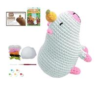 Capybara Crochet Kit - Knitted Wool Toy, Yarn Set, Handmade Animal Pattern, Ergonomic Enhanced Hooks | Modern Design Beginner Knitting Kit for Kids Adults Home Crafting Hobby DIY Projects