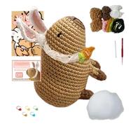Capybara Crochet Kit - Knitted Wool Toy, Yarn Set, Handmade Animal Pattern, Ergonomic Enhanced Hooks | Modern Design Beginner Knitting Kit for Kids Adults Home Crafting Hobby DIY Projects