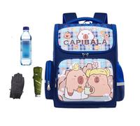 Capybara Cute Backpack - 15.35 Inch Oxford Cloth Capybara Backpack | Large Capacity Waterproof Book Bag for Kids Girls Kindergarten Primary School Shopping Camping, sapphire, Siehe Beschreibung, See