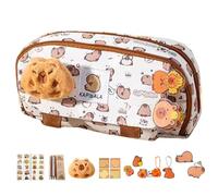 Capybara Cute Pencil Case, Large Capacity Pencil Case - Practical Durable Fabric Large Opening Cute Design Accessory for Teen Teachers Gift, Light Coffee, Se référer à la description, Refer