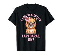 Capybara Cute Pink Floral Capybara Cute Capybara Ramen T-Shirt