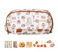 Capybara Cute School Pencil Case, Durable Pencil Case, Practical Pouch Durable Fabric Large Opening Cute Design Accessory For Teen Teachers Gift, Light Coffee, Se référer à la description