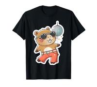 Capybara Dancing Disco Ball Music Groovy Retro Hippie Kawaii T-Shirt