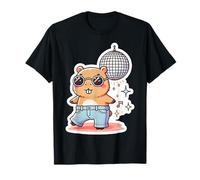 Capybara Dancing Disco Ball Music Groovy Retro Hippie Kawaii T-Shirt